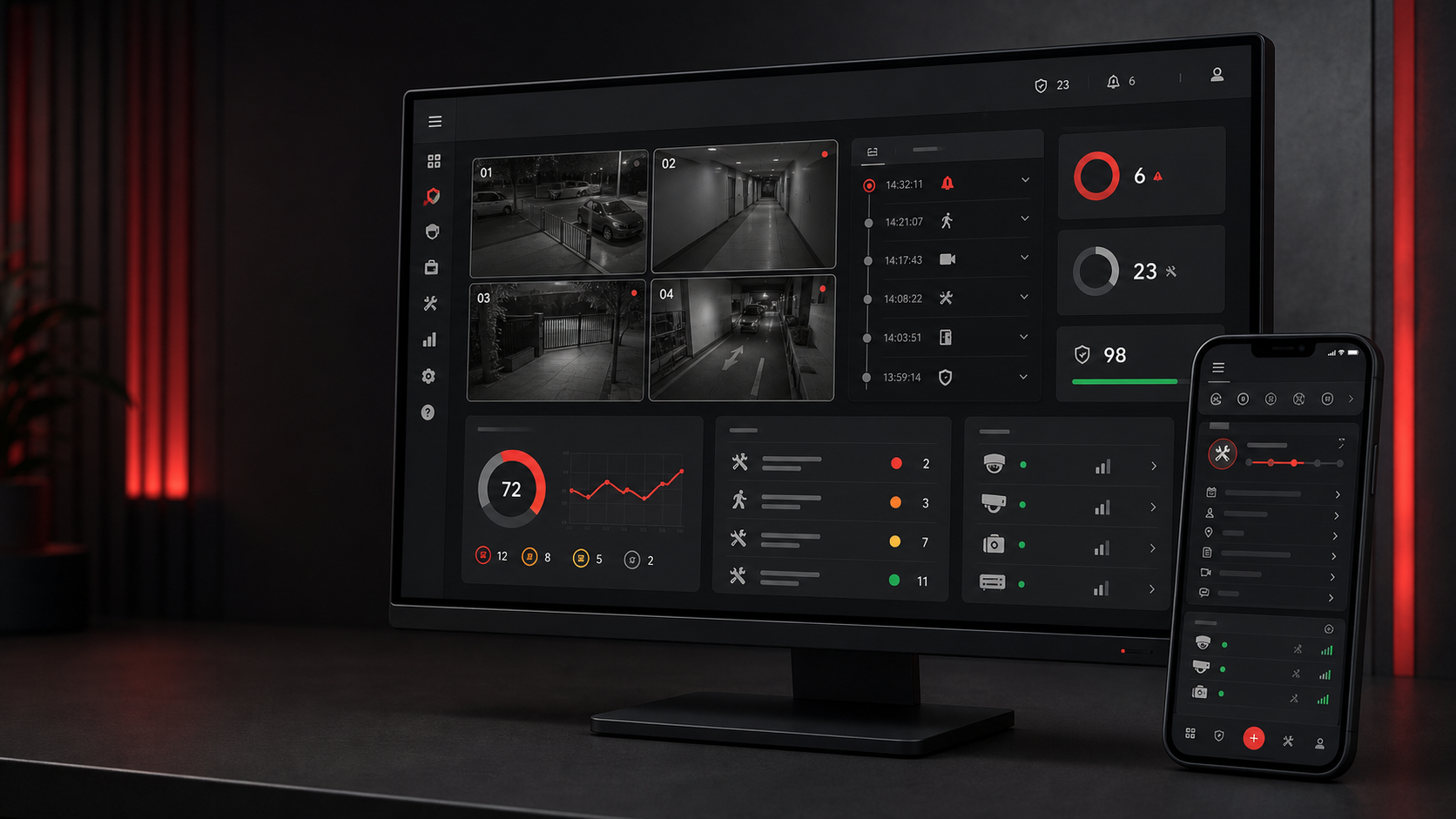 Painel do Portal Exclusiva com monitoramento, indicadores operacionais e acesso móvel